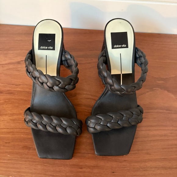Dolce Vita Womens Paily Block Heels Stella Black Sandals Braided Leather 7 - 7.5 - Picture 8 of 10